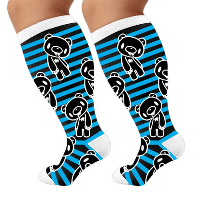 Plus Size Red Stripe Bat Skull Compression Socks - image 10