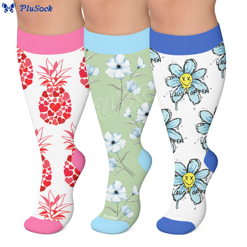 Plus Size Doodle Floral Compression Socks - image 0