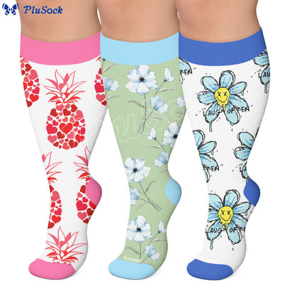 Plus Size Doodle Floral Compression Socks - image 0