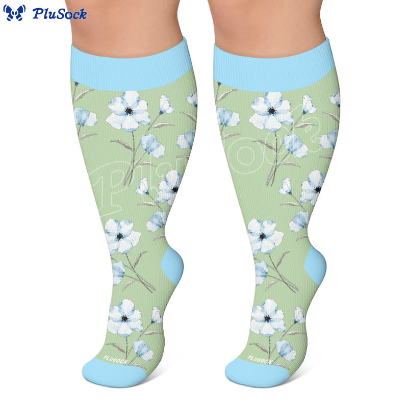 Plus Size Doodle Floral Compression Socks - image 5