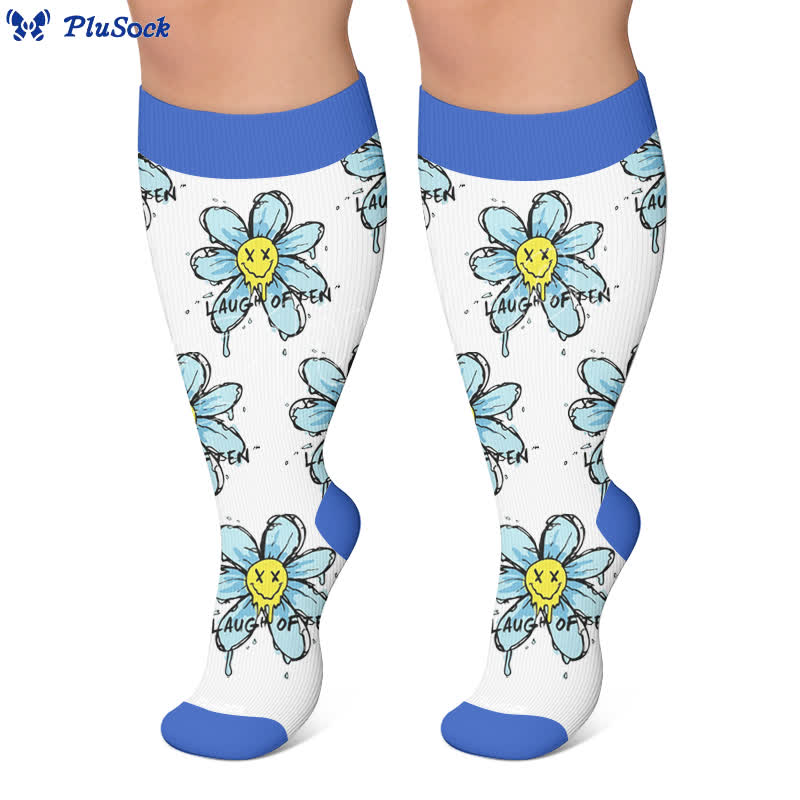 Plus Size Doodle Floral Compression Socks - image 6