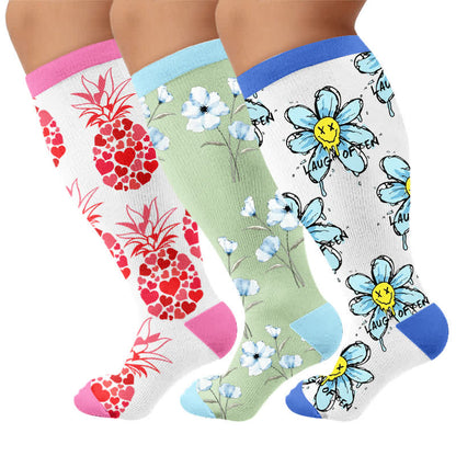 Plus Size Doodle Floral Compression Socks - image 7