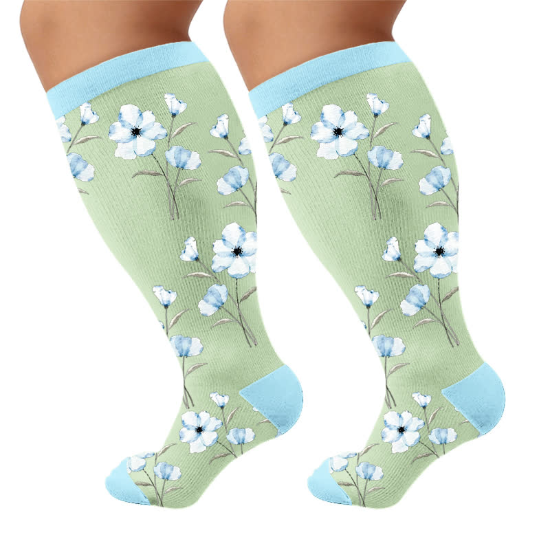 Plus Size Doodle Floral Compression Socks - image 9