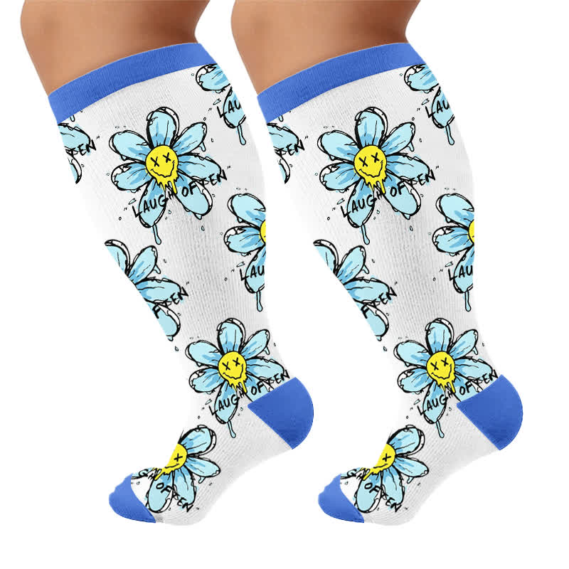 Plus Size Doodle Floral Compression Socks - image 10