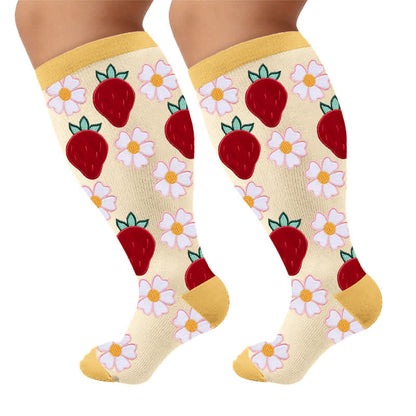 Plus Size Strawberry Daisy Compression Socks - image 10