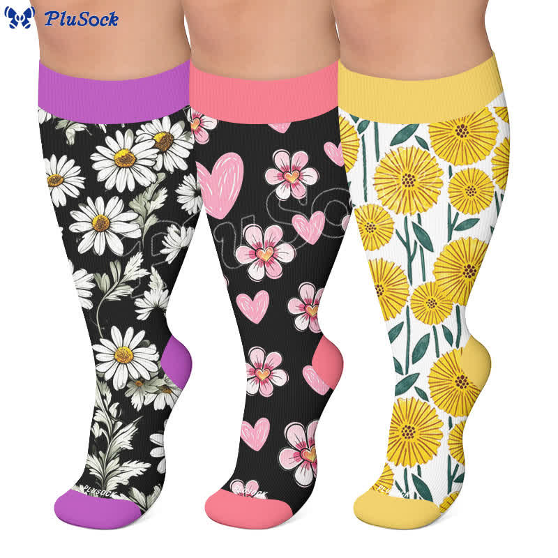 Plus Size Daisy Bloom Compression Socks - image 0