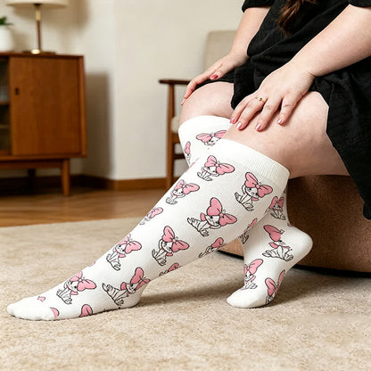 Plus Size Crown Cat Compression Socks - White - 4XL - image 1