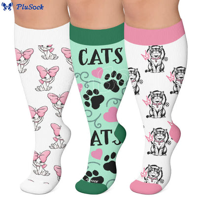 Plus Size Crown Cat Compression Socks - image 0