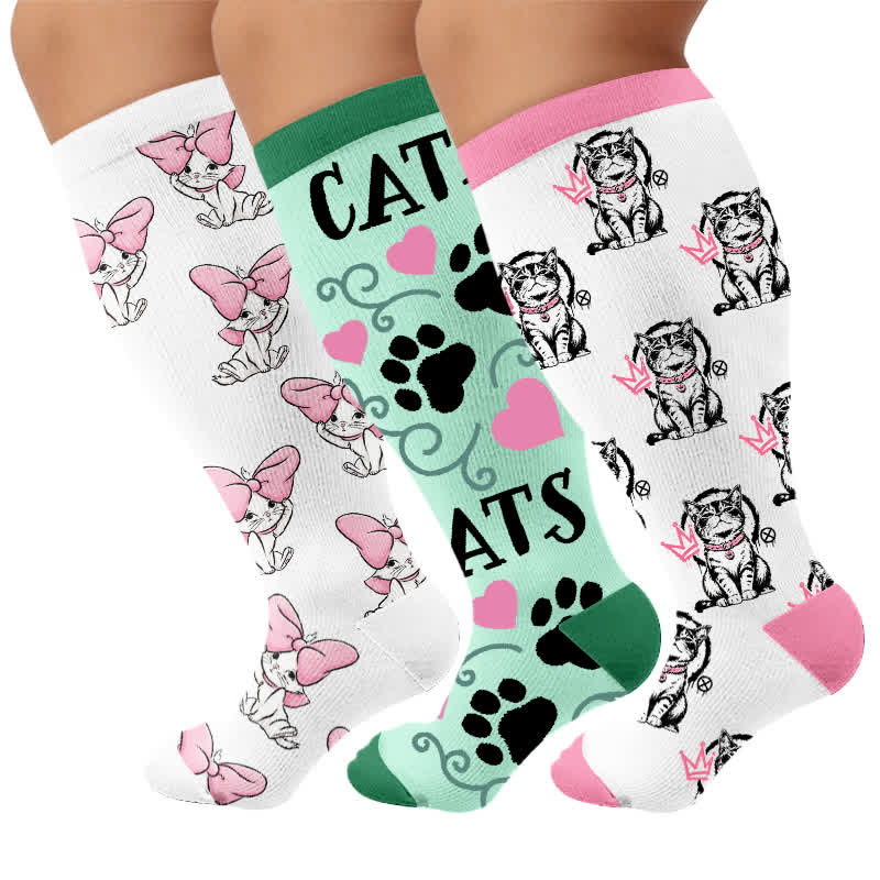 Plus Size Crown Cat Compression Socks - image 7