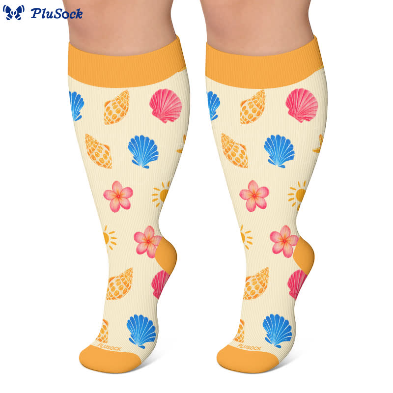 Plus Size Cherry Grapefruit Print Compression Socks - image 10
