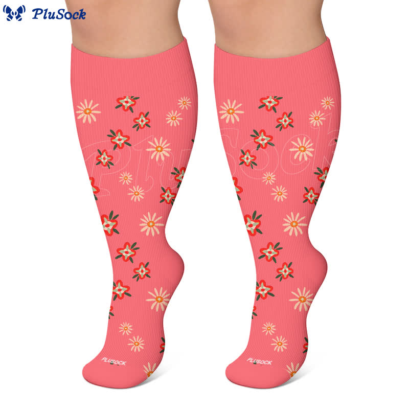Plus Size Floral Smile Compression Socks - image 8