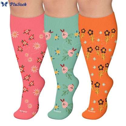 Plus Size Floral Smile Compression Socks - image 0
