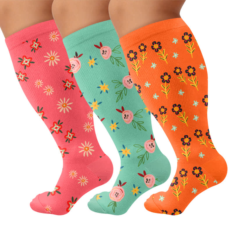Plus Size Floral Smile Compression Socks - image 4