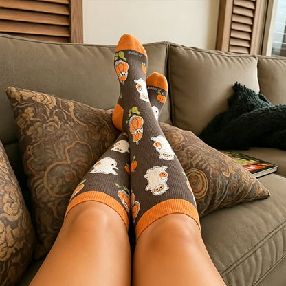 Plus Size Purranormal Pumpkin Night Compression Socks - image 1