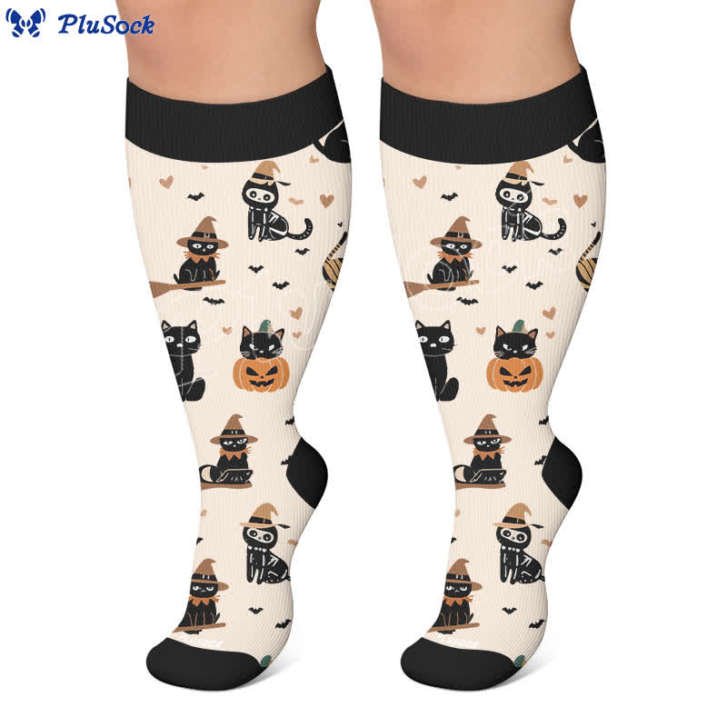 Plus Size Purranormal Pumpkin Night Compression Socks - image 7