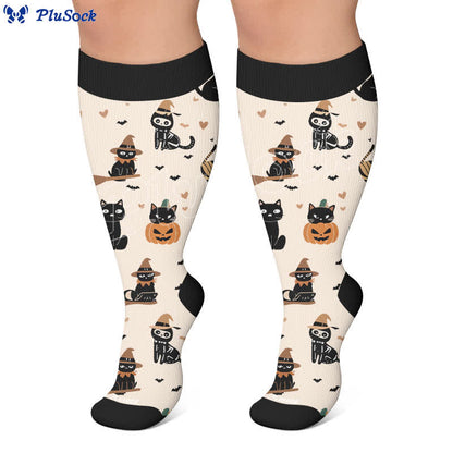Plus Size Purranormal Pumpkin Night Compression Socks - image 7