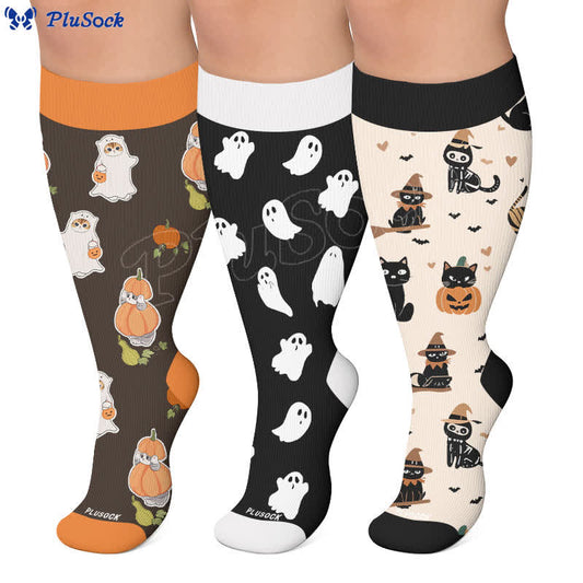 Plus Size Purranormal Pumpkin Night Compression Socks - image 0