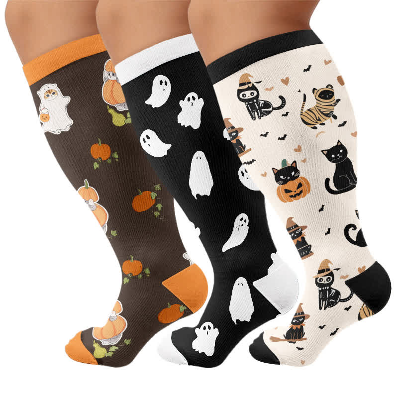 Plus Size Purranormal Pumpkin Night Compression Socks - image 4