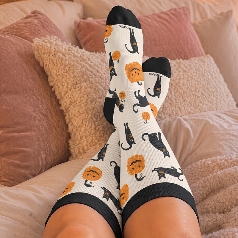 Plus Size Cat Pumpkin MoonCompression Socks - image 2