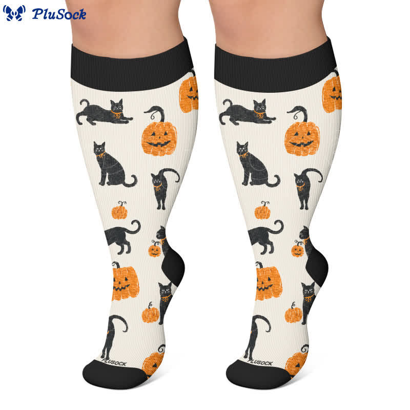 Plus Size Cat Pumpkin MoonCompression Socks - image 6