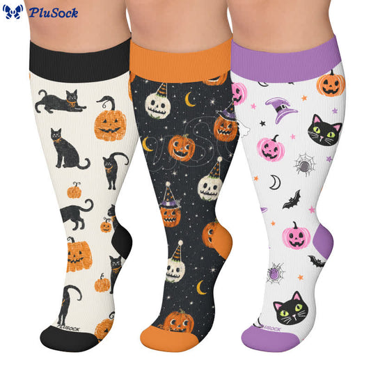 Plus Size Cat Pumpkin MoonCompression Socks - image 0