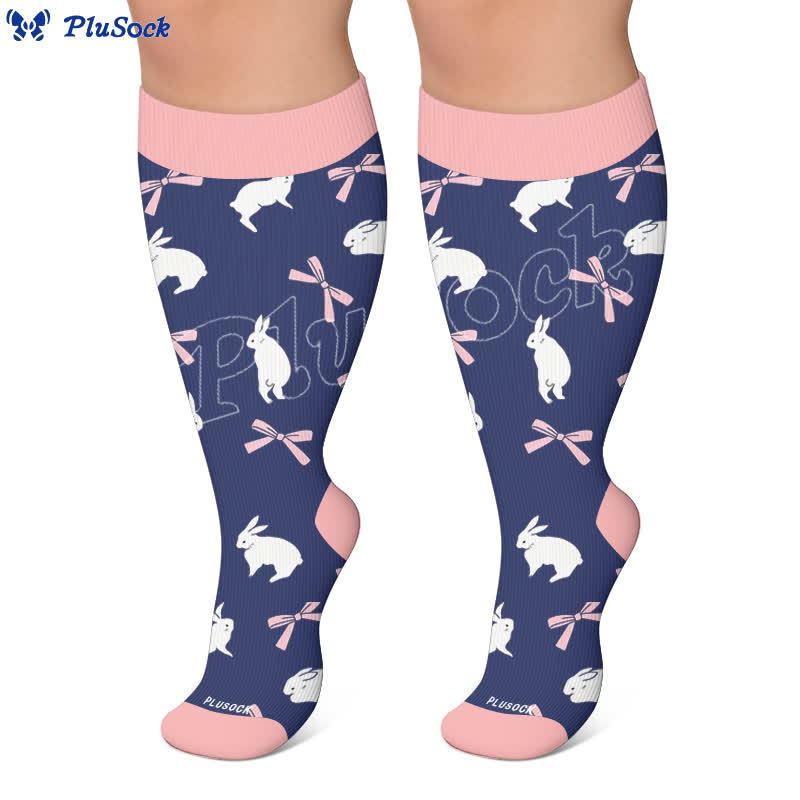 Plus Size Navy Bunny Compression Socks - image 4