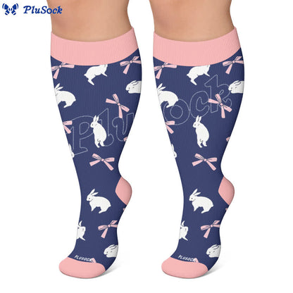 Plus Size Navy Bunny Compression Socks - image 4