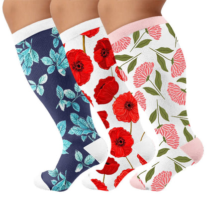 Plus Size Navy Leaf Compression Socks - image 7