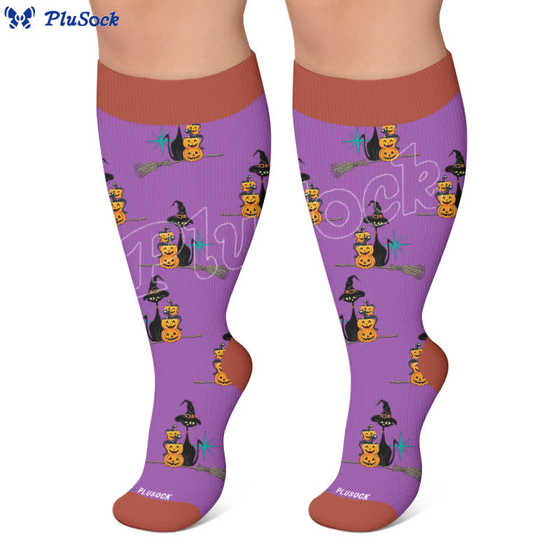 Plus Size Black Cat Ghost Compression Socks - image 6