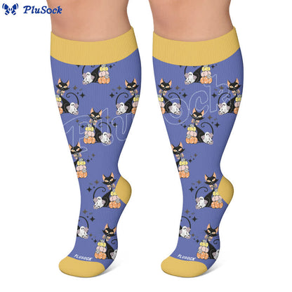 Plus Size Black Cat Ghost Compression Socks - image 4