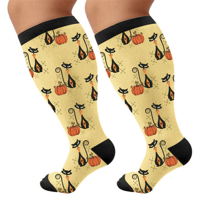 Plus Size Black Cat Ghost Compression Socks - image 9