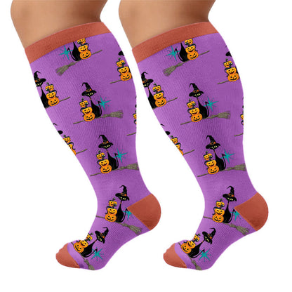 Plus Size Black Cat Ghost Compression Socks - image 10