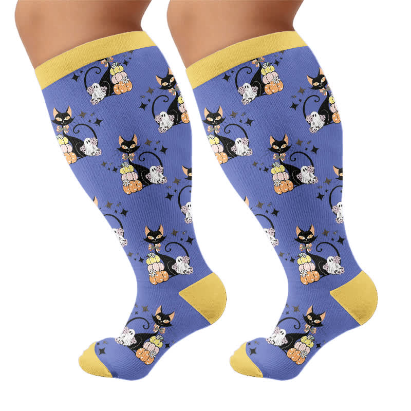 Plus Size Black Cat Ghost Compression Socks - image 8