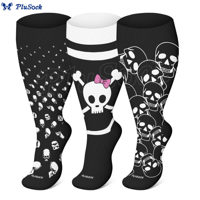 Plus Size Halloween Floral Skull  Series Compression Socks - image 5
