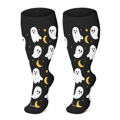 Plus Size Halloween Large Skull Print Compression Socks - Black-D - 4XL - image 15