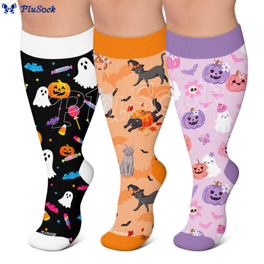 Plus Size Lavender Bear Compression Socks - image 0