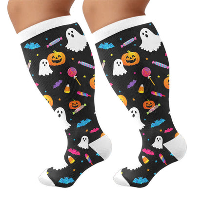 Plus Size Lavender Bear Compression Socks - Black - 4XL - image 10