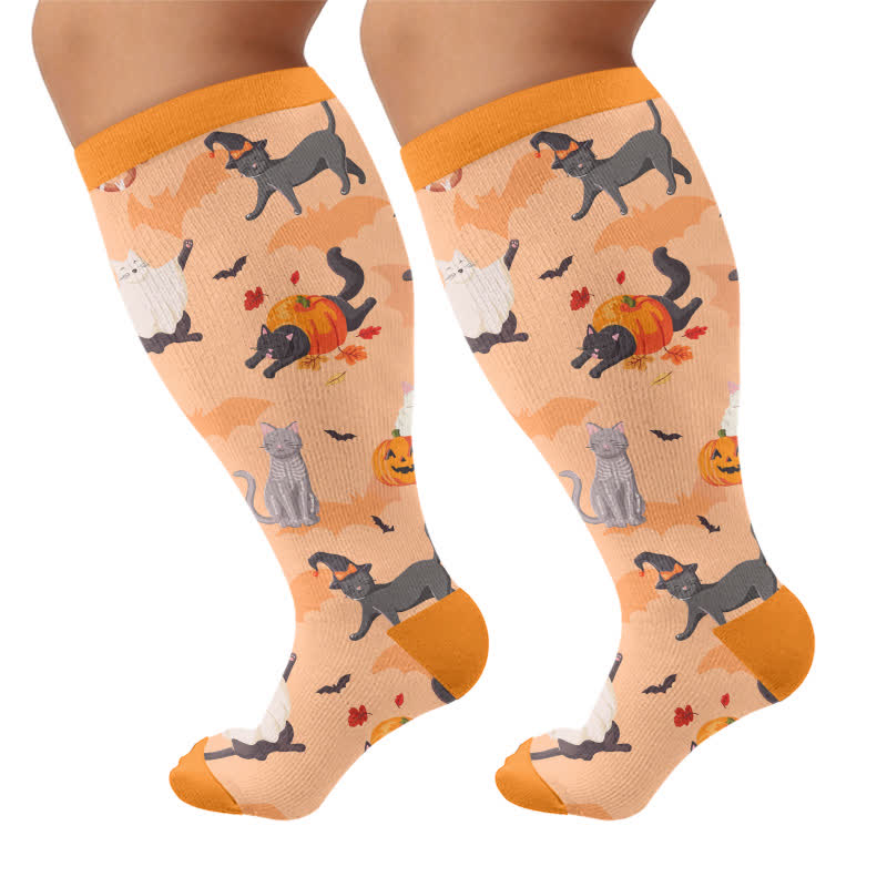 Plus Size Lavender Bear Compression Socks - Orange - 4XL - image 8