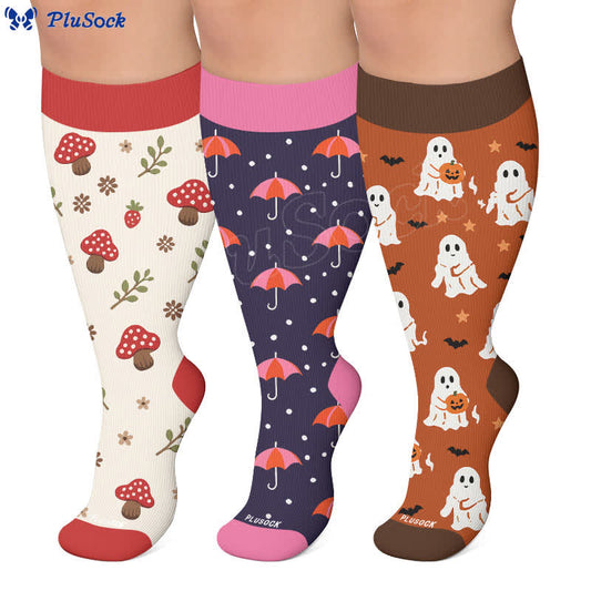 Plus Size Mushroom Meadow Compression Socks - image 0