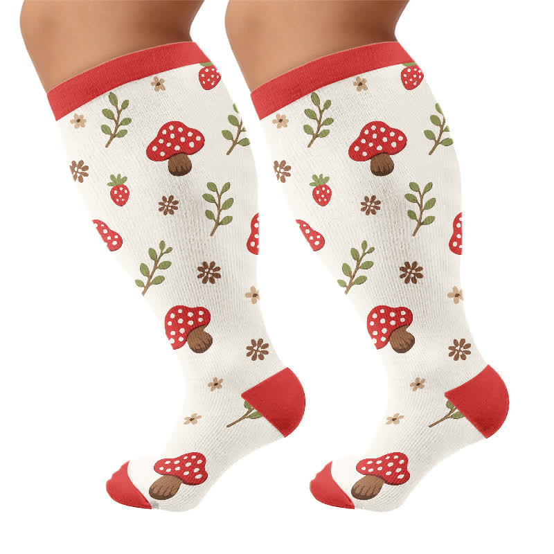 Plus Size Mushroom Meadow Compression Socks - Beige - 4XL - image 5