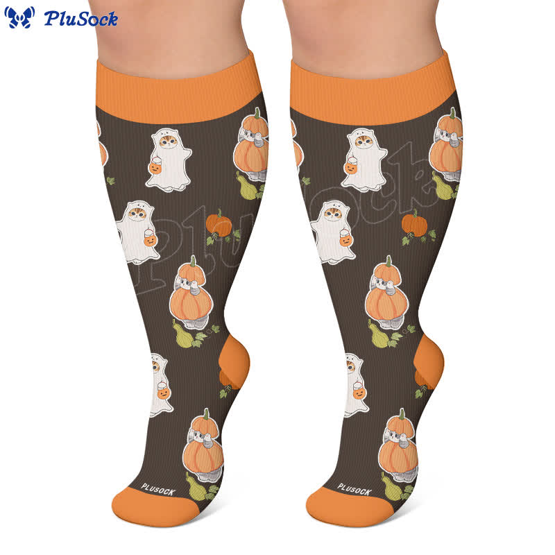 Plus Size Purranormal Pumpkin Night Compression Socks - image 5