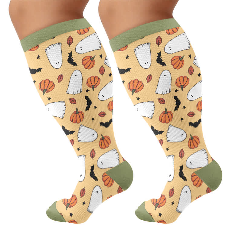 Plus Size Skull Star Compression Socks - Yellow - 4XL - image 8