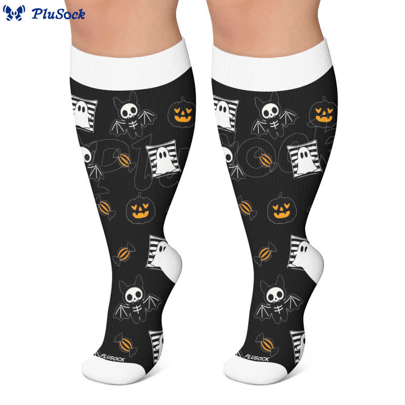 Plus Size Neon Skull Compression Socks - image 4