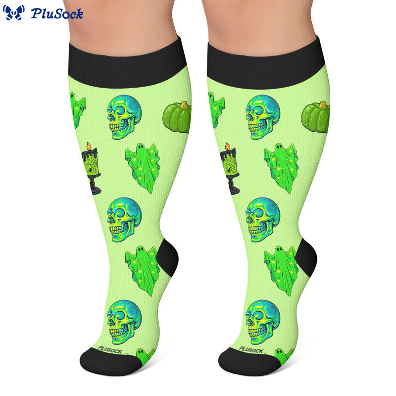 Plus Size Neon Skull Compression Socks - image 6