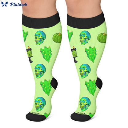 Plus Size Neon Skull Compression Socks - image 6
