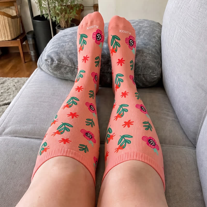 Plus Size Floral Beach Compression Socks - image 2