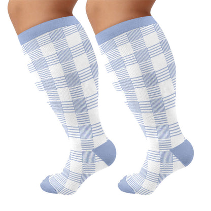 Plus Size Mixed Pattern Compression Socks - Blue - 4XL - image 5