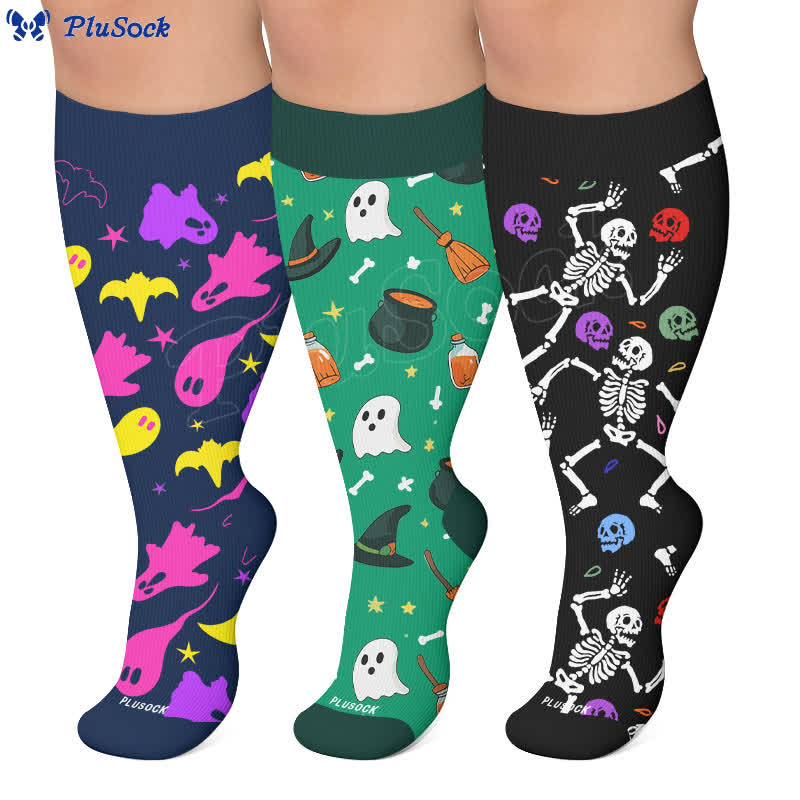 Plus Size Skeleton Party Compression Socks - image 0