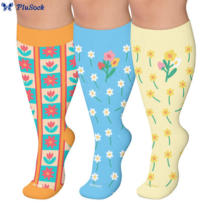 Plus Size Floral Patchwork Compression Socks - image 0