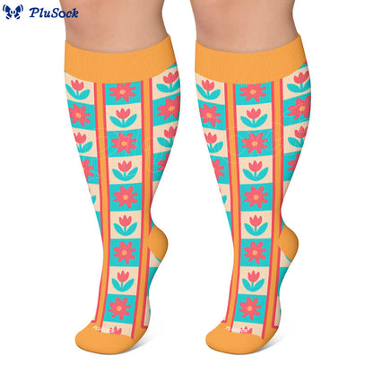 Plus Size Floral Patchwork Compression Socks - image 6